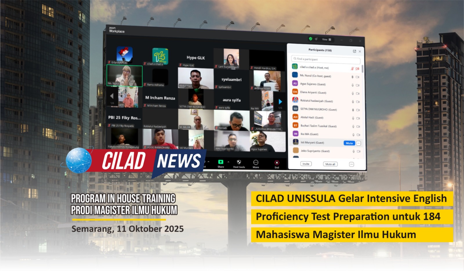 CILAD UNISSULA Gelar Intensive English Proficiency Test Preparation untuk 184 Mahasiswa Magister Ilmu Hukum