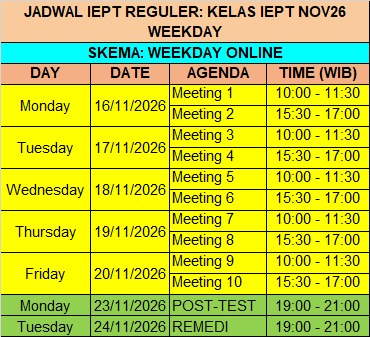 Jadwal Nov26 Weekday
