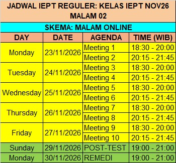 Jadwal Nov26 Malam